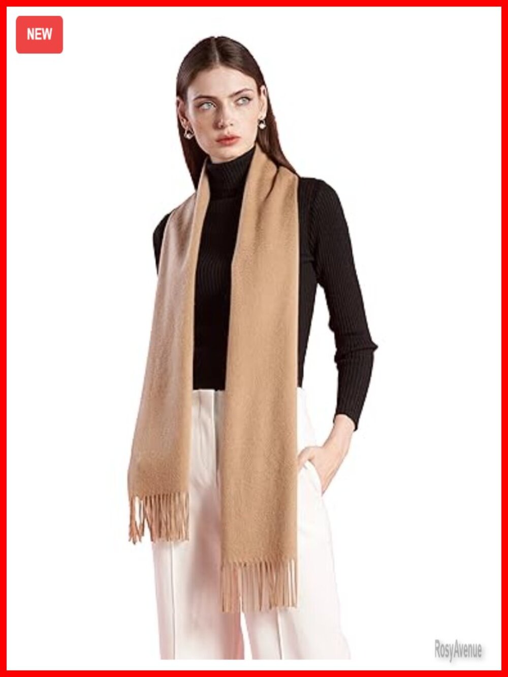 100% Cashmere Solid Scarf with Gift Envelope Warm Soft Wrap for Women Men